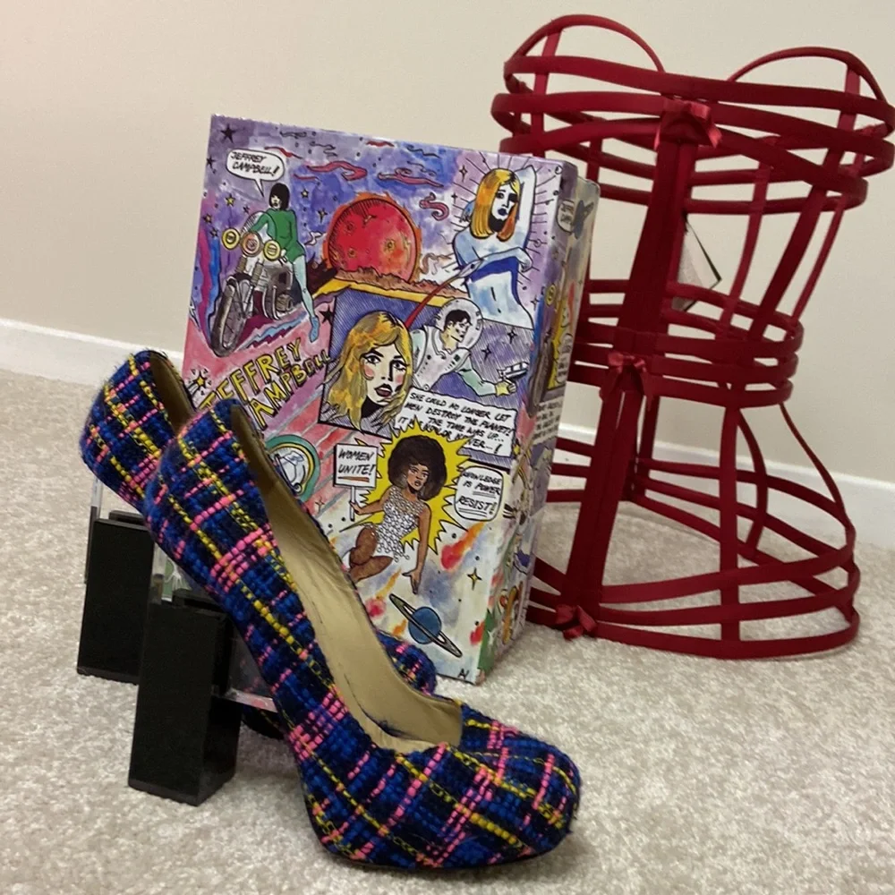 Erdem x Nicholas Kirkwood plaid shoes with funky lucite heel size 37.5 - Picture 10 of 10